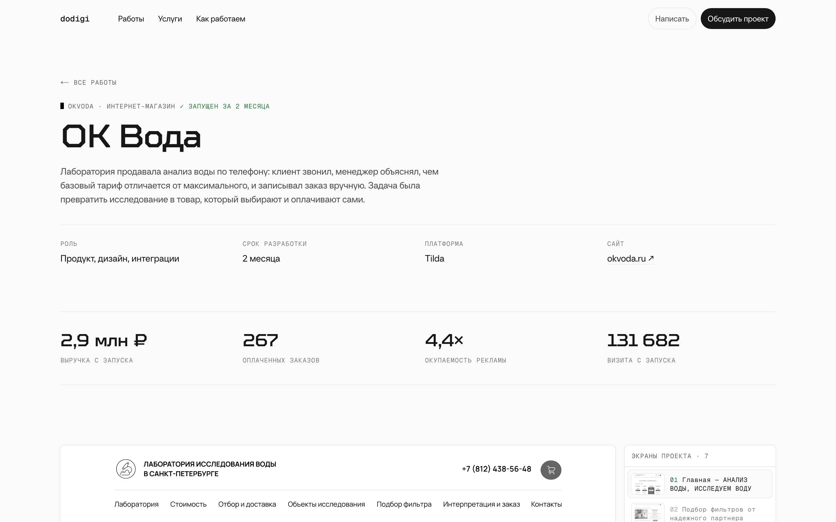 DoDigi — Страница кейса: шапка и метрики