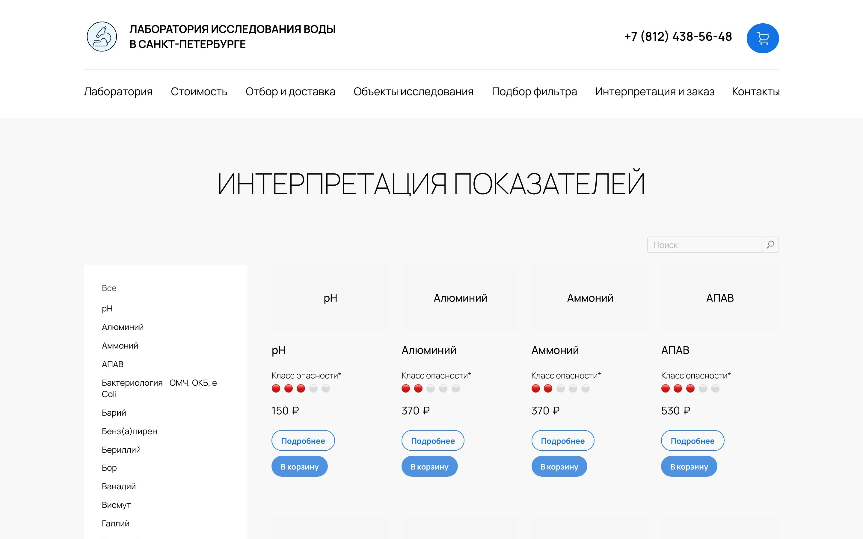 ОК Вода — Каталог — интерпретация показателей